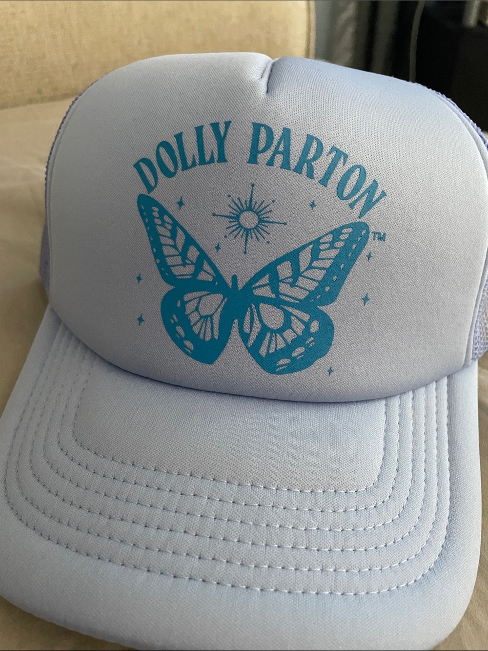 Dolly Parton purple & Blue Trucker Cap with Turquoise Butterfly NWT - Picture 3 of 4